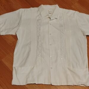 White Short Sleeve Embroidered Shirt